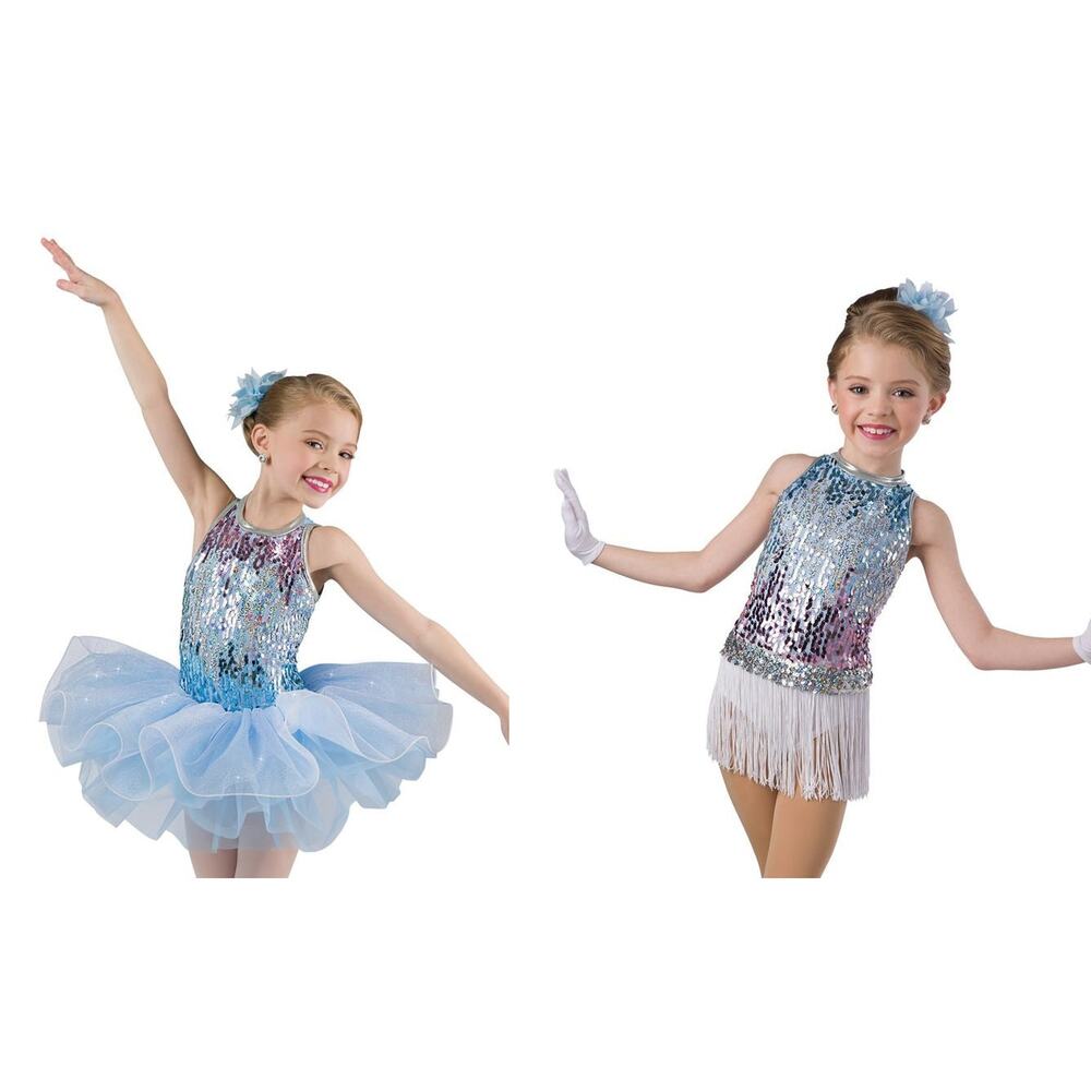Dance Costume Small Child Blue Costume Gallery 19307 Jazz Tap Ballet 3 pc Fringe